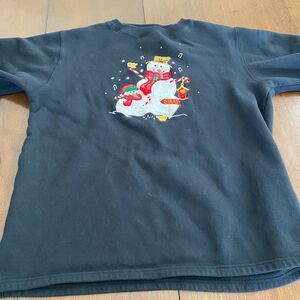 Quacker Factory Snowman Sweatshirt Women's Medium Black Fleece Lined Embroidered